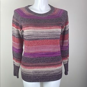 Eddie Bauer Knit Sweater Multicolor Stripe Raglan Sleeve